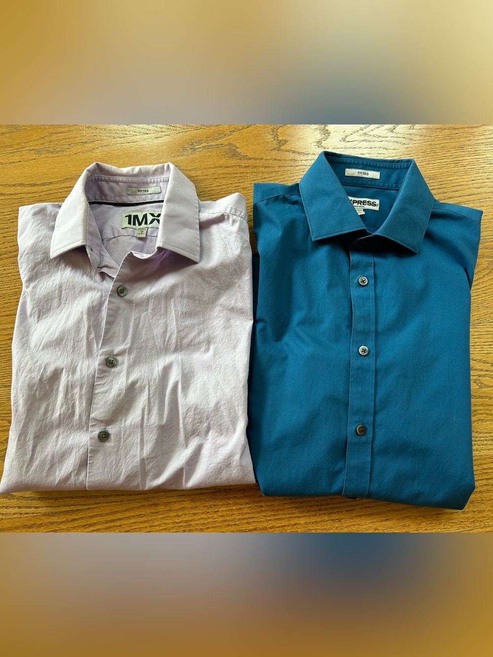Pair (2 Shirts)  Express Button Down men's fitted shirt blue and lavender sz M
